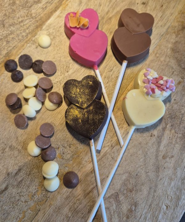 Chocolade lolly dubbel hart
